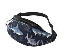 Cute Shark Unisex Crossbody Waist Pack Shark Adjustable Waist Fanny Pack Angry Sharks Trendy Printed Crossbody Bag Parents - Quick-Grab Pouch for Baby Essentials on outings 14X35CM