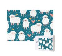Cute Sheep,300 Pieces Wooden Jigsaw Family Game Jigsaw Puzzles for Adults Teens Home Decor