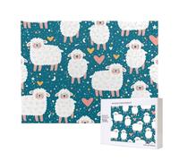 Cute Sheep,500 Pieces Wooden Jigsaw Family Game Jigsaw Puzzles for Adults Teens Home Decor