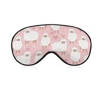Cute Sheep and Hearts Sleep Mask Blindfold Stars and Dots Pink Adjustable Super-Smooth Soft Eye Mask Cover for Men Women Travel and Nap