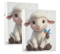 Cute Sheep Binders 1.5 Inch 3 Ring Hold 200 Sheets Cute Folders Portfolio Round Ring Planner Binder, 12.4x10.63x2.36inch, 2 Pack