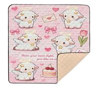 Cute Sheep Cartoon Angel Large Sturdy Baby Play mat Foldable for Floor Lightweight Foldable Activity Gym Mat for Newborns Babies Infants Toddlers, 50'' x 50''