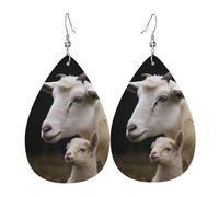 cute sheep earrings with mother for women double sided teardrop leather earrings lightweight dangle earrings for women ear accessories fashion jewelry birthday gift