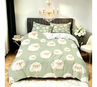 Cute Sheep Emperor Size Duvet Cover Sets Cartoon Animals Bedding Set 3D Print Soft Microfiber Quilt Covers 290x235 cm with Zipper Closure and 2 Pillowcases 50x75 cm for Adults N.579