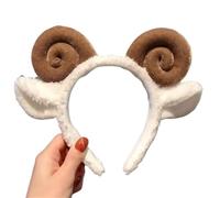 Cute Sheep Horn Lamb Ear Soft Fleece Women Headband Makeup Head Band Hair Band for Wash Face Shower Hair Accessories(KF)