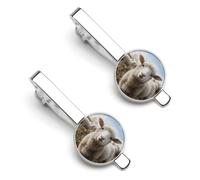 Cute Sheep Lamb 2 Pcs Tie Clips for Men Necktie Tie Bar
