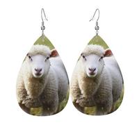 Cute Sheep Lamb Earrings for Women Teardrop Leather Earring Double Sided Drop Dangle Earrings Lightweight Women's Ear Accessories Jewelry Fashion Birthday Gift