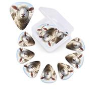 Cute Sheep Lamb Guitar Picks 12 Pcs, 3 Different Thickness Celluloid Plectrum for Bass Electric Acoustic Guitars Ukulele Accessories Gift for Men Women (0.46mm, 0.71mm, 0.96mm)
