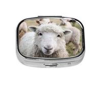 Cute Sheep Lamb,Meta Pill Box 2 Compartment Medicine Case,Portable Organizer,Rectangle Meta Portable Organizer Pill Box 1701 Compartment Medicine Case