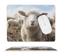 Cute Sheep Lamb Mouse Pad, 10 X 8 Inch PU Leather Mousepad with Smooth Surface, Square Waterproof Mouse Mat Non-Slip Ultra Thin Desk Pad for Gaming, Office & Home