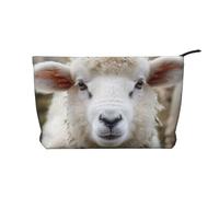Cute Sheep Lamb Print Corduroy Makeup Bags, Makeup Bag Organizer Small, Toiletry Pouch,Multifunctional Travel Makeup Bag for Women's Gift