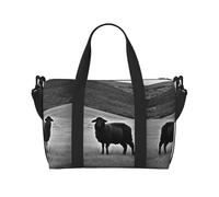 Cute Sheep Lamb print Gym Bag for Women,Carry on Weekender Overnight Duffle Bag,Personal Item Tote Bag, Black, One Size