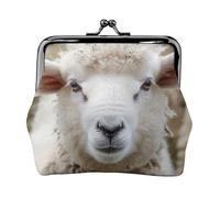 Cute Sheep Lamb Printed Coin Purse for Women Cute PU Leather Coin Wallet Mini Coin Purse Pouch with Kiss-Lock