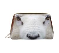 Cute Sheep Lamb Printed Small Makeup Bag Portable Leather Make up Bag Travel Zipper Cosmetic Bags Organizer for Women