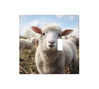 Cute Sheep Lamb Wall Plates Decorative Light Switch Cover 2 Gang Outlet Covers Electrical Switchplate Thermoplastic Faceplate Cover for Decorator Device, Screws Included