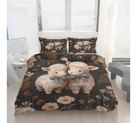 Cute Sheep Print Duvet Cover Super King, Kawaii Cartoon Animal Bedding Set With Pillowcases Microfibre Bed Set With Zipper Closure & Corner Ties, Comforter Cover For All Seasons 260x220 T2Eg74