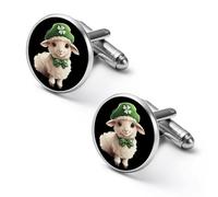 Cute Sheep Shamrock Irish Men's Alloy Cufflinks Classic Cuff Link Fashion Shirt Accessories for Business Party Wedding 2.0cm