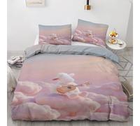 Cute Sheep Single Duvet Cover Set 2 Pieces - Guitar Quilt Cover with 1 Pillowcases 50x75cm, Reversible Soft Microfiber Bedding Set with Zipper Closure 135x200 cm