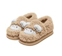 Cute Sheep Slippers for Women Warm Fuzzy Full House Slipper Cosy Non Slip Cotton Slipper Memory Foam Cushion Soft Sole Shoes Winter Indoor Sherpa Fleece Slippers (Beige, 5)