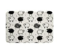 Cute Sheep Super Plush Bath Mats,Black White Farmhouse Style Plush Carpet Mat for Bathroom,Hippie Graffiti Geometric Lines Shower Bathroom Floor,Machine Washable,20Wx32L Inches