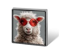 Cute Sheep Wearing Red Sunglasses Unisex Brooches & Pins Square Lightweight Lapel Badge Jewelry for Clothing Shawl Hat