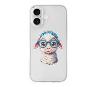 Cute Sheep With Glasses Print Phone Case TPU Anti-fingerprint Protective Cover Compatible with iPhone 17/17 Air/17 Pro/17 Pro Max