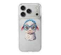 Cute Sheep With Glasses Print Phone Case TPU Anti-fingerprint Protective Cover Compatible with iPhone 17/17 Air/17 Pro/17 Pro Max