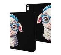 Cute Sheep With Glasses Printed Tablet Cases Compatible with iPad Series Slim Trifold Stand Protective Cover