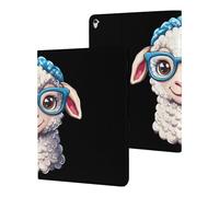 Cute Sheep With Glasses Printed Tablet Cases Compatible with iPad Series Slim Trifold Stand Protective Cover