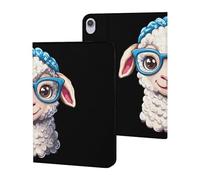 Cute Sheep With Glasses Printed Tablet Cases Compatible with iPad Series Slim Trifold Stand Protective Cover