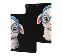 Cute Sheep With Glasses Printed Tablet Cases Compatible with iPad Series Slim Trifold Stand Protective Cover