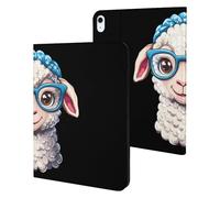 Cute Sheep With Glasses Printed Tablet Cases Compatible with iPad Series Slim Trifold Stand Protective Cover