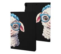 Cute Sheep With Glasses Printed Tablet Cases Compatible with iPad Series Slim Trifold Stand Protective Cover