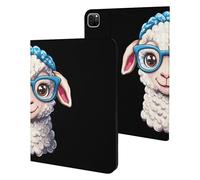Cute Sheep With Glasses Printed Tablet Cases Compatible with iPad Series Slim Trifold Stand Protective Cover
