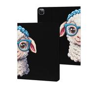 Cute Sheep With Glasses Printed Tablet Cases Compatible with iPad Series Slim Trifold Stand Protective Cover