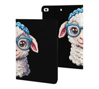 Cute Sheep With Glasses Printed Tablet Cases Compatible with iPad Series Slim Trifold Stand Protective Cover