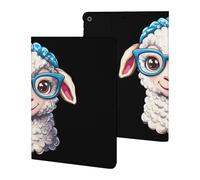 Cute Sheep With Glasses Printed Tablet Cases Compatible with iPad Series Slim Trifold Stand Protective Cover
