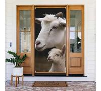 Cute Sheep with Mother Door Cover Decorations, Welcome Door Banner Backdrop Seasonal Spring Summer Porch Banner Sign Photo Background for Indoor Outdoor Party Decor 72.8 x 35.4 Inch