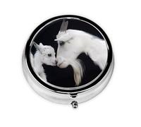 Cute Sheep with Mother This Small, Printed, Round Pill Box is a Portable Pill and Vitamin Organizer Perfect for Pockets, Purses, and Travel.