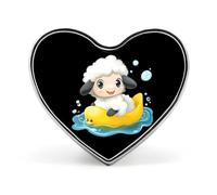 Cute Sheep with Yellow Rubber Duck Boat Heart Metal Brooches 1 Inch Decorative Badges Exquisite Decorations Pins for Clothing