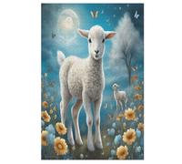 Cute Sheep Wooden Jigsaw Puzzles 1000 Pieces Family Activity Puzzle Educational Games for Adults And Kids Age 12 Years Up 78×53cm
