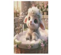 Cute Sheep Wooden Jigsaw Puzzles 1000 Pieces Family Activity Puzzle Educational Games for Adults And Kids Age 12 Years Up (78×53cm)