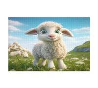 Cute Sheep Wooden Jigsaw Puzzles 1000 Pieces Family Activity Puzzle Educational Games for Adults And Kids Age 12 Years Up （75×50cm）