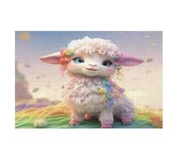 Cute Sheep Wooden Jigsaw Puzzles for Adults 1000 Pieces Jigsaw Puzzle for Adults & For Kids Age 12 And Up Family Gathering Educational Game Toys （75×50cm）