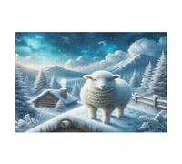 Cute Sheep Wooden Jigsaw Puzzles for Adults 1000 Pieces Jigsaw Puzzle For Kids Age 12 Educational Game Toys （75×50cm）