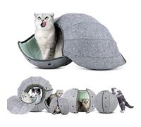 Cute Shell Cat Bed House Indoor Foldable Pet Tunnel Tube Condos - Soft Cave Toys Interactive Multi-Function Fun Toy for Puppy Dogs Cats
