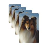 cute shetland dog Car Air Freshener Cards for Women Men 4 Pack Cute Car Accessories Long Lasting Scent Car Diffuser Hanging Auto Aromatherapy Tablets Car Fresheners Gifts