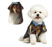 Cute Shetland Dog Dog Shirt Breathable Dog Summer Clothes | X-Large Stylish Dog Beach Outfit - Lightweight Soft Puppy Clothes For Outdoor - Trendy Dog Polo T-Shirts With Pattern
