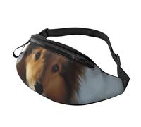 cute shetland dog Fanny Pack for Men Women, Waterproof Sports Waist Bag Fashion Belt Bag Crossbody Bags Hip Bum Bag with Adjustable Strap Large Sling Bag Purse for Travel Hiking