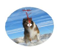 Cute Shetland Dog Print Christmas Tree Skirt For Christmas, New Year Halloween Celebrations